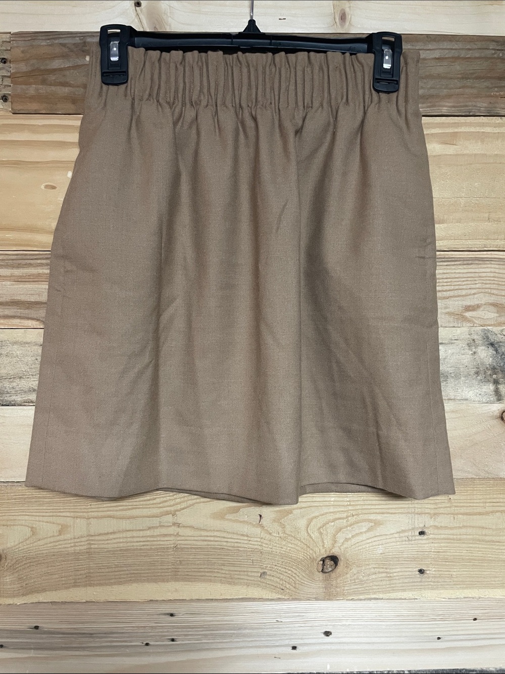 J. Crew size 0 Tan Wool Elastic Waist Band with Pockets Mini Skirt